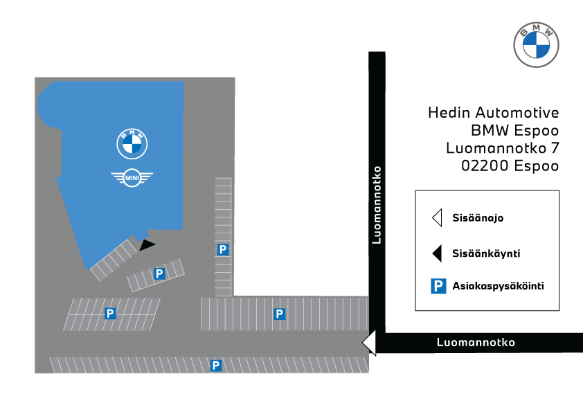 BMW Espoo asiakaspysäköintikartta