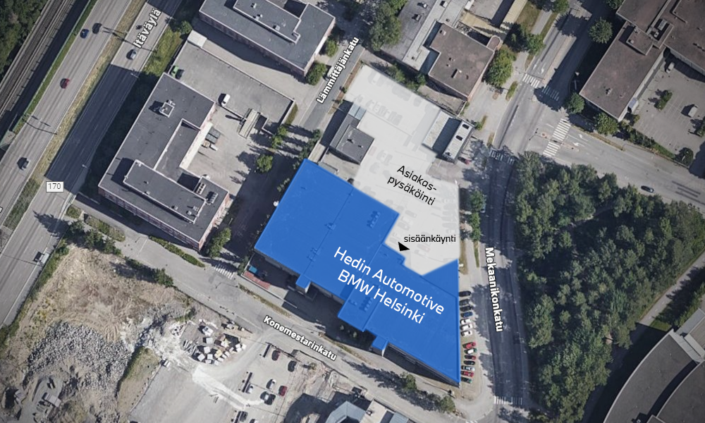 BMW Helsinki asiakaspysäköintikartta