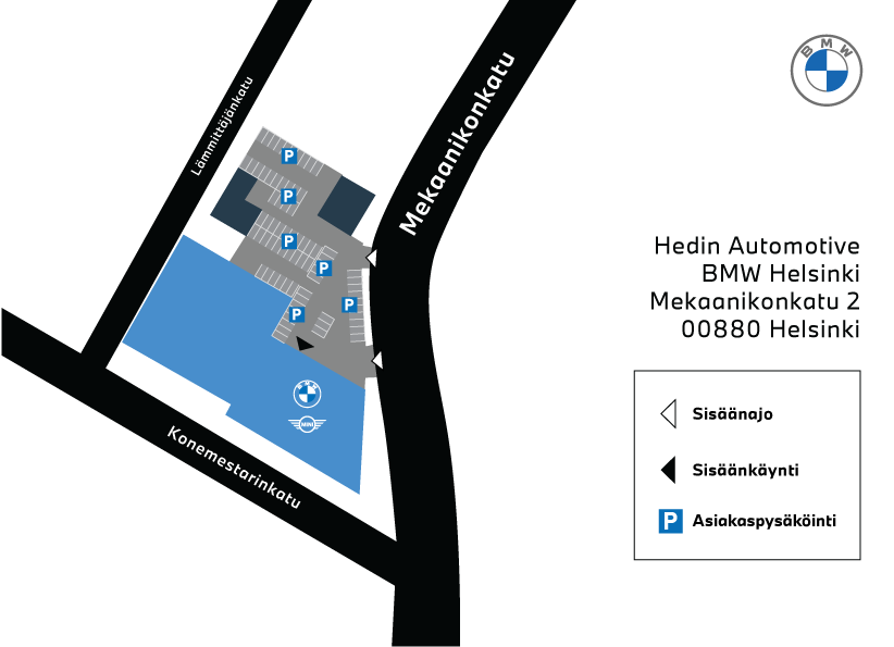 BMW Helsinki asiakaspysäköintikartta