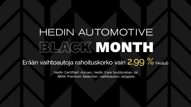 Erään vaihtoautoja rahoituskorko vain 2,99 % (+kulut) Hedin Certified -turvan, Hedin Care huoltorahan tai BMW Premium Selection -vaihtoauton ostajalle.