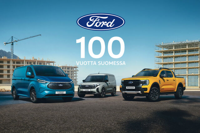 Ford 100 v. Suomessa - tutustu suosituimman pakettiautomerkin juhlamallistoon.