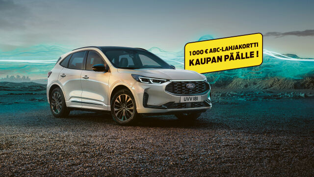 Ford Kuga -täyshybrideihin 1 000 €:n  ABC -lahjakortti.