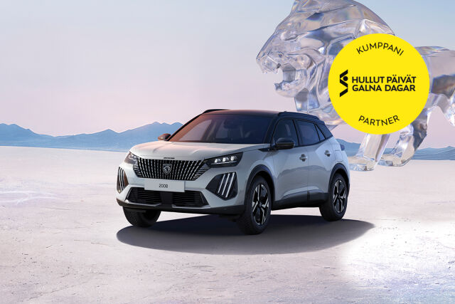 Peugeot 2008 Hybrid hullun halpaan hintaan 259 €/kk tai 28 990 € – rahoituskorko 0 % + kulut